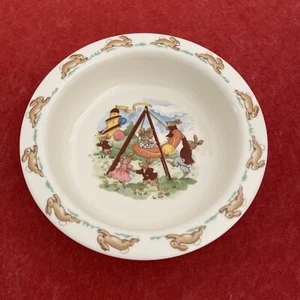 Vintage Bunnykins Bowl by Royal Doulton w Carnival Swing Pattern Bone China Gift - Picture 1 of 7