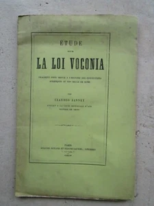 Etude sur la LOI VOCONIA, 1867 (Rome ancienne, droit des femmes). - Imagen 1 de 9