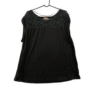 Fenn Wright Manson Womens Black Lace Jersey Knit Short Sleeve Sleeveless Top 3X - Picture 1 of 11