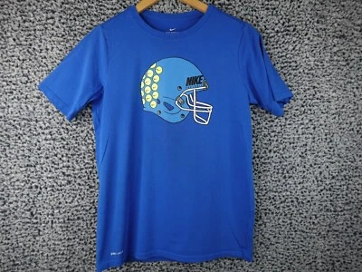Nike футболка Dri-Fit большой мальчиков шлем печать футболка размер XL синий неоновый зеленый Swosh - Изображение 1 из 4