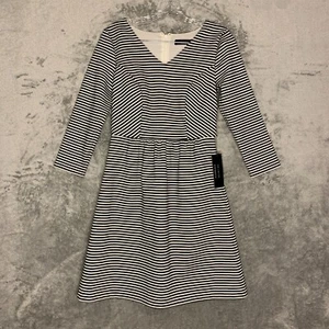 The Limited Women Retro Inspired Striped Long Sleeve V Neck Fit & Flare Dress XS - Picture 1 of 14
