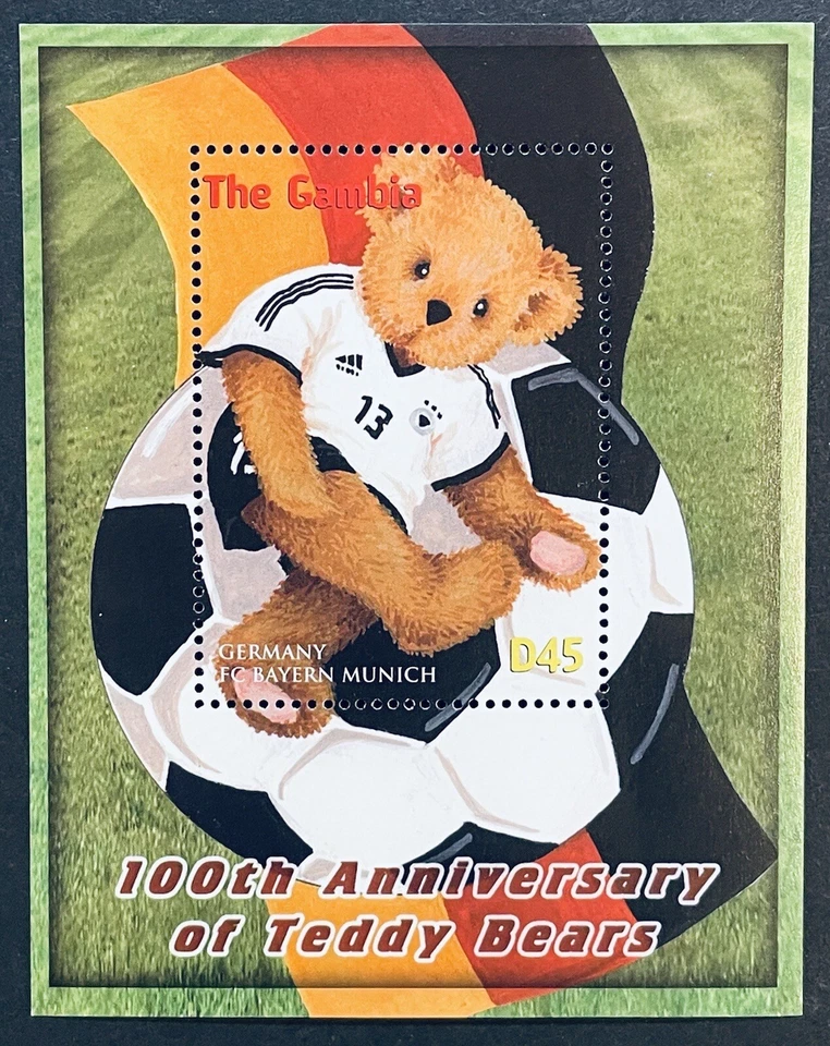 GAMBIA 100º ANV DE OSOS DE PELUCHE COPA MUNDIAL SELLOS DE FÚTBOL S/S 2003 MNH DEPORTES 2734 Foto 1 de 1