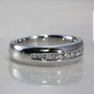 Herren 14k einfarbig weißgold Herren hergestellt Diamant Hochzeitsband Ring - Bild 1 von 5