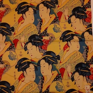 1990 "Sisters of The Golden Temple" 100% Cotton Fabric by Alexander Henry - Picture 1 of 17