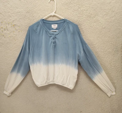 Sunday RVCA Women Sweatshirt Large Blue Viscose Blend Long Sleeve Pullover Fit - Image 1 of 4