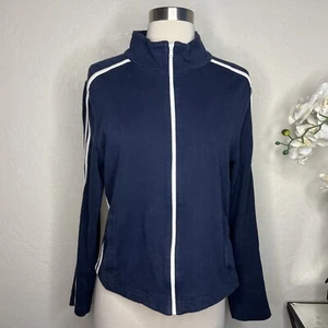 Boston Proper Track Suit Zip Up Jacket Blue Nautical M - Picture 1 of 6