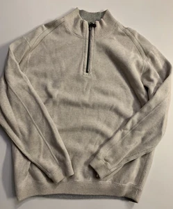 Pullover TOMMY BAHAMA Para Hombre Gris Crema Reversible Flipsider Media Cremallera Talla Grande - Imagen 1 de 4