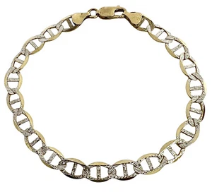 Multi-Tone Mariner Link 10kt Bracelet 9.64 GM 9" - Picture 1 of 3