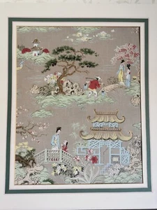 No3 antike handbemalte Chinoiserie Tapete Fragment - Bild 1 von 23