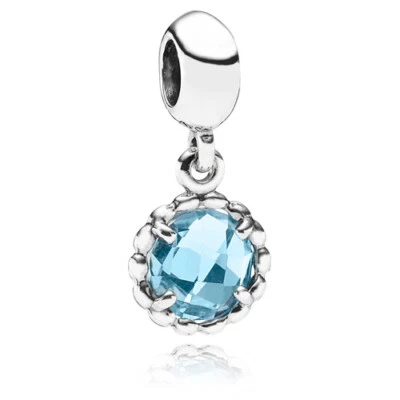 100% Authentic Pandora SS Cool Breeze Dangle Bead with Blue Topaz -791021BTP - Image 1 of 4
