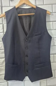Herren Marineblau 5 Knöpfe vorne Anzugweste Weste Fronttaschen Weich - Bild 1 von 4