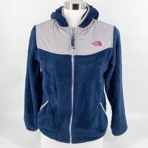 The North Face Girls Blue Gray Fleece Hooded Jacket Size XL - Picture 1 of 14