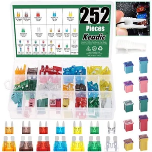 252Pcs Car Fuses Assortment Kit, Automotive Assorted Fuses - 5A 7.5A 10A 15A ... - Picture 1 of 7