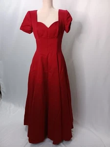 Rare Victor Costa for Nahdree Red Vintage Dress Elegant 100% Polyester Size 8 - Picture 1 of 10