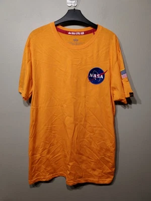 Alpha Industries NASA T-Shirt Orange Mens XL USA Flag Patch Cotton Extra Large  - image 1 of 4