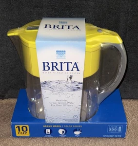 RARE Brita Grand Color Series Yellow 10 Cup Water Pitcher Filtration System - Picture 1 of 3