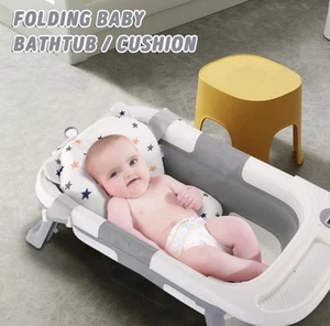 Collapsible Baby Bathtub, Baby Bath Tub With Soft Cushion & Thermometer, Baby - Picture 1 of 6