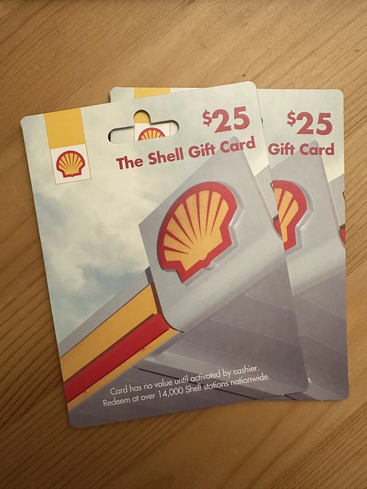 2 x $25.00 The Shell Gift Card Physical Card Brand New - Image 1 of 1