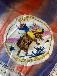 Vintage Western Ride ‘em Cowboy Yippee Silk Scarf Rodeo Cowboys 25 X 25 - Picture 1 of 4