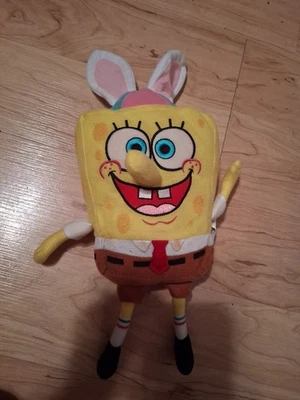 Sponge bob Square pants 12" Plush with Hat Easter Bunny Rabbit Ears Viacom 2006 - Image 1 of 4