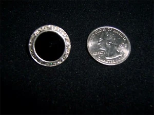 6 FACETTED BLACK GEM CENTER RHINESTONE SILVER TONE BUTTONS 13/16″ IN SIZE - Picture 1 of 2