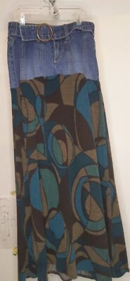 Vtg Jordache Boho Denim Fabric Long Skirt Sz 5/6 - Image 1 of 4