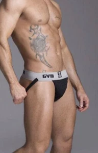 GYM Men Jockstrap Underwear Supporter Athletic Jock Black Size Large NEW - Picture 1 of 4