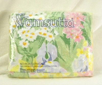 New Retired Wamsutta Flower Show Twin Set Flat & Fitted Sheets + Pillow Case - Image 1 of 4