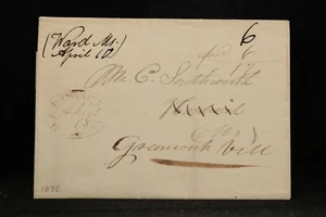 Massachusetts: Ward(s) 1835 cubierta sin estampillas, Sra, RARO DPO Worcester Co - Imagen 1 de 3