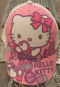 HELLO KITTY WHITE CAP 50 cm Pink School Summer Holidays Sun Hat Official SANRIO - Picture 1 of 12