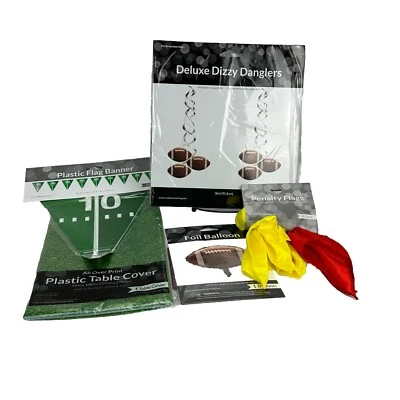 Football Party Supplies Balloon Banner Table Décor Penalty Flags Lot NIP - Image 1 of 4
