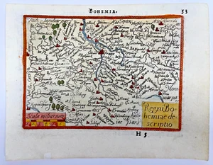 BOHEMIA 1595 ABRAHAM ORTELIUS/ P GALLE ANTIQUE MINIATURE MAP 16TH CENTURY - Picture 1 of 3