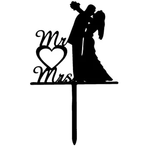 Mr and Mrs Wedding Cake Topper Black Bride Groom Figurines Decorations Supplies - Bild 1 von 1