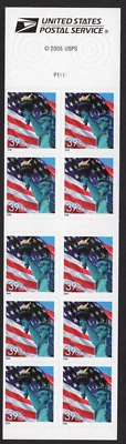 Scott #3978a Lady Liberty and US Flag Booklet of 20 Stamps - MNH P#P1111 - Image 1 of 2