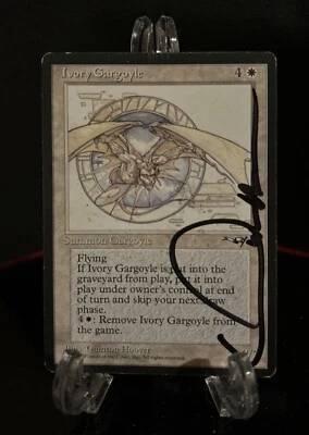 MTG Alliances Set Ivory Gargoyle Signed By Quinton Hoover MP Magic The Gathering - Image 1 of 2