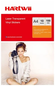 A4 Laser Print Clear Transparent Vinyl Waterproof Sticker Film 10Sheeet Hartwii - Picture 1 of 8