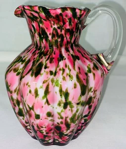 Fenton VASA MURRHINA*ROSE W/ADVENTURINE GREEN *5 1/4" CREAMER PITCHER W/STICKER - Picture 1 of 4