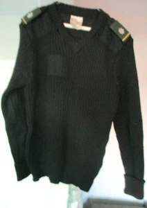 BRIGADE QUARTERMASTERS BLACK PULLY SWEATER 100% WOOL SIZE 44, LT. COLONEL BADGES - Picture 1 of 2