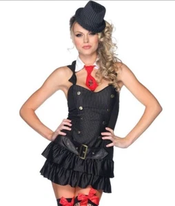 SALE LEG AVENUE Gangster Mafia Halloween Fancy Dress Costume Size M/L 10-12 - Picture 1 of 4