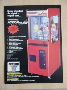 Action Claw Flyer Crane Arcade Original Magazine Pull Out Advertisement - Picture 1 of 1
