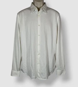 Theory Men's White Sylvian Structure Knit Stretch Button-Down Shirt Size Large - Picture 1 of 5