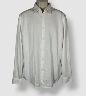 Theory Men's White Sylvian Structure Knit Stretch Button-Down Shirt Size Large - Image 1 of 4