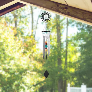 34"Long Metal Black Sun Wind Chime Ornament Home Decor Unique Gift - Picture 1 of 1