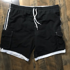Uzzi Mens Size 4Xl Swim Trunks Shorts New With Tags Black Lined Elastic (Fp)