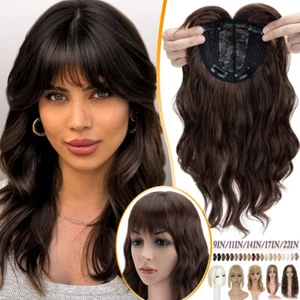 US CLEARANCE 100% Thick As Human Hair Topper Hairpiece Wigs Clip In Silky Base - Picture 1 of 96