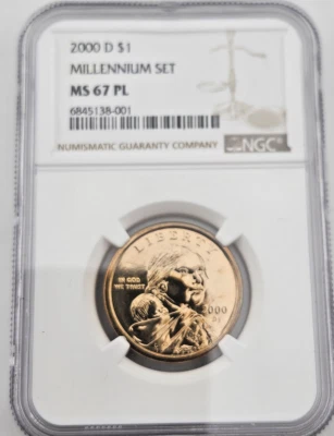 2000-D Graded by NGC MS 67 PL Sacagawea Millennium Set $1 Dollar MS67PL - Image 1 of 4