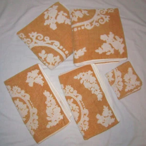Vintage Cannon Royal Family Bath/Hand Towels Washcloth Gold/White USA Sculpted - Picture 1 of 7
