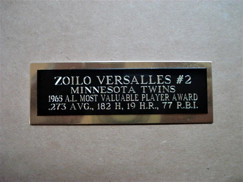 Zoilo Versalles Twins 1965 AL MVP Award Baseball Card Plaque Nameplate 1 X 3 Cover