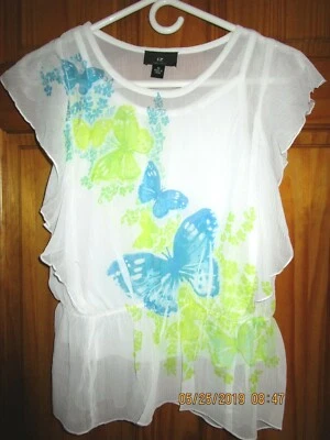 IZ AMY BYER Top Blanco Semi Transparente Talla M (10/12) Niñas,NUEVO Foto 1 de 4