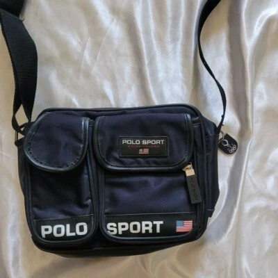 Vintage Polo Sport Ralph Lauren Navy Crossbody/ Messenger, 🇺🇸 & Olympics Pull - Image 1 of 4